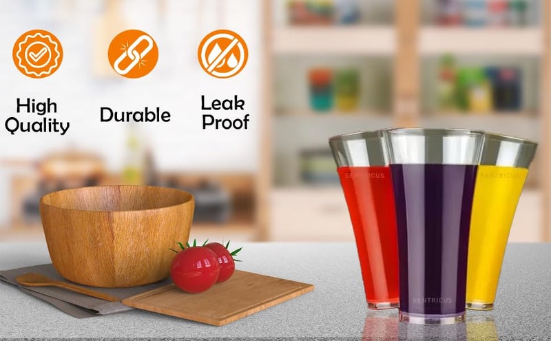 AWICKTIK Pack of 6 Plastic Unbreakable WaterJuice Drinking Glass Set Glass Set 300 ml Glass Set - Image 2