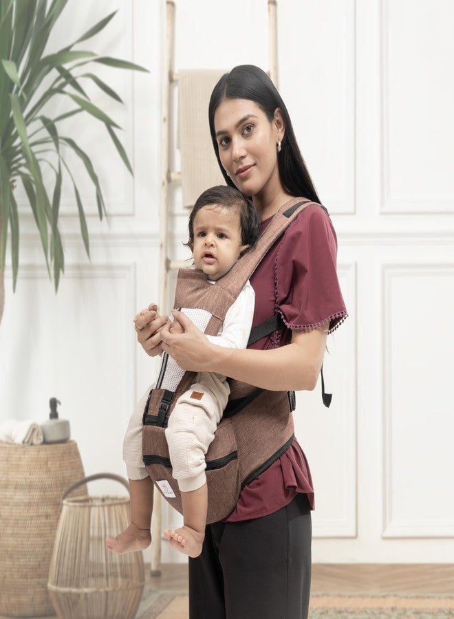 Tinyberg | Baby Carrier for 0 to 3 Year Baby | Baby Carrier for Newborn | Baby Carrying Bag | 4-in-1 Hip Seat, Adjustable Straps, Soft Thigh Padding, Large Storage & Phone Pocket | Baby Carry Bag | Kangaroo Bag | Up to-15 Kg - Earth Brown - Image 1