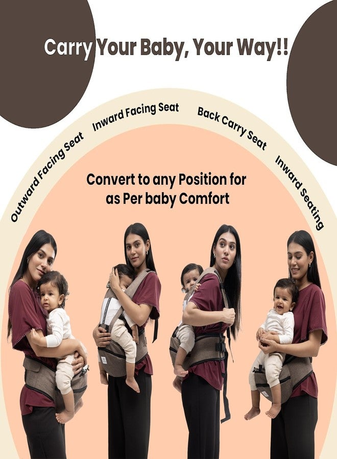 Tinyberg | Baby Carrier for 0 to 3 Year Baby | Baby Carrier for Newborn | Baby Carrying Bag | 4-in-1 Hip Seat, Adjustable Straps, Soft Thigh Padding, Large Storage & Phone Pocket | Baby Carry Bag | Kangaroo Bag | Up to-15 Kg - Earth Brown - Image 2