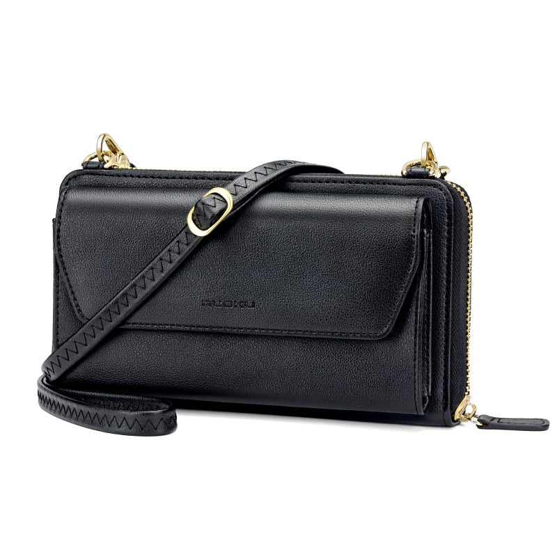 nuoku Womens RFID Wallet Purse Wristlet Crossbody Clutch with Zip Around 2 Strap - Image 1