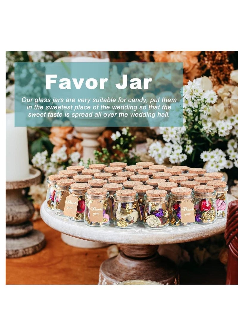 vsell24 10 Pack Glass Pudding jars Glass Containers with Cork Lids And Tags Small Glass Bottles for Wedding Favor, Baby Shower, Party Favor, Gift Jars for Candy - Image 5