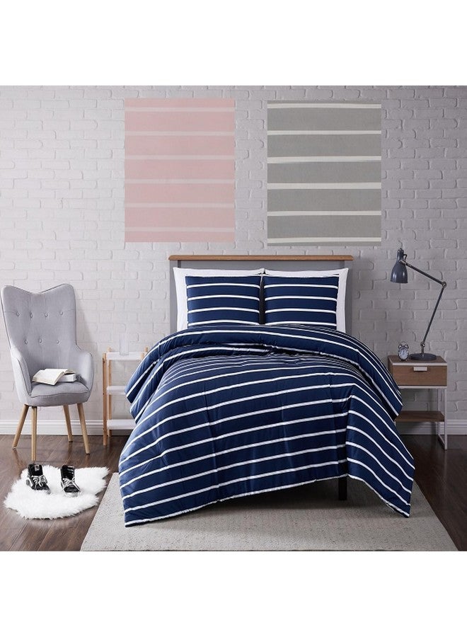 TRULY SOFT Maddow Stripe Navy Polyester 1-Piece Shower Curtain Shower Curtain, Stripe Themed, for Men and Women, Oeko-TEX Certified Confidence - Image 3