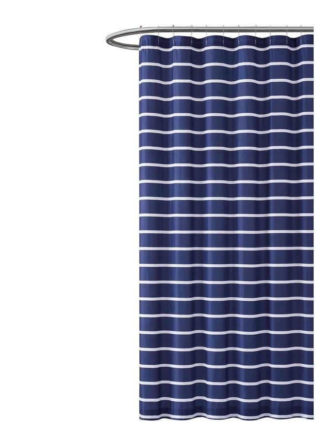 TRULY SOFT Maddow Stripe Navy Polyester 1-Piece Shower Curtain Shower Curtain, Stripe Themed, for Men and Women, Oeko-TEX Certified Confidence - Image 2