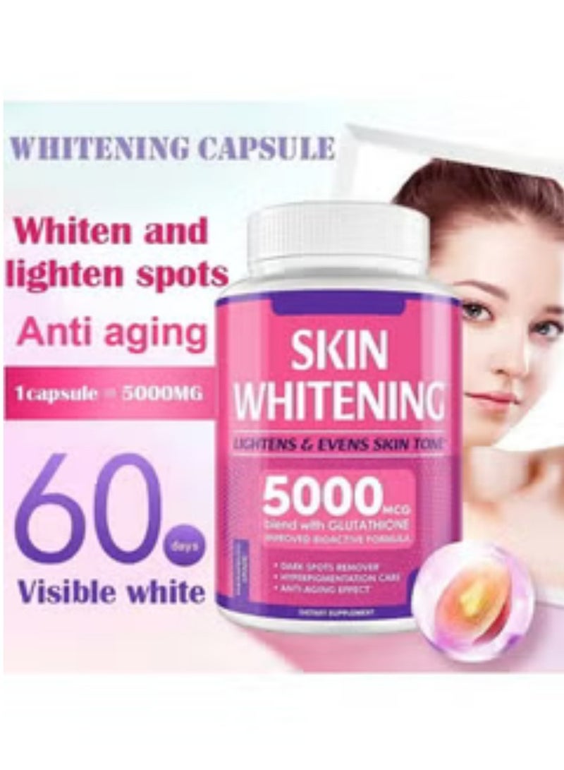 SKIN Glutathione Whitening Pills - 60 Capsules 5000mg Glutathione - Effective Skin Lightening Supplement - Dark Spots, Melasma & Acne Scar Remover, Hyperpigmentation Treatment - Anti-Aging Antioxidant  - Image 2