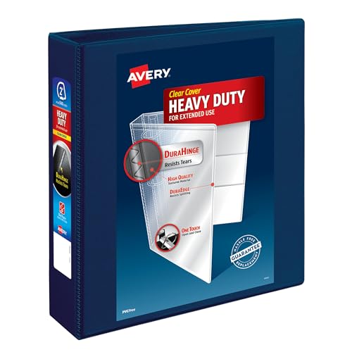 Avery Heavy-Duty View 3 Ring Binder, 2" One Touch EZD Rings, 1 Navy Blue Binder (79802) - Image 1