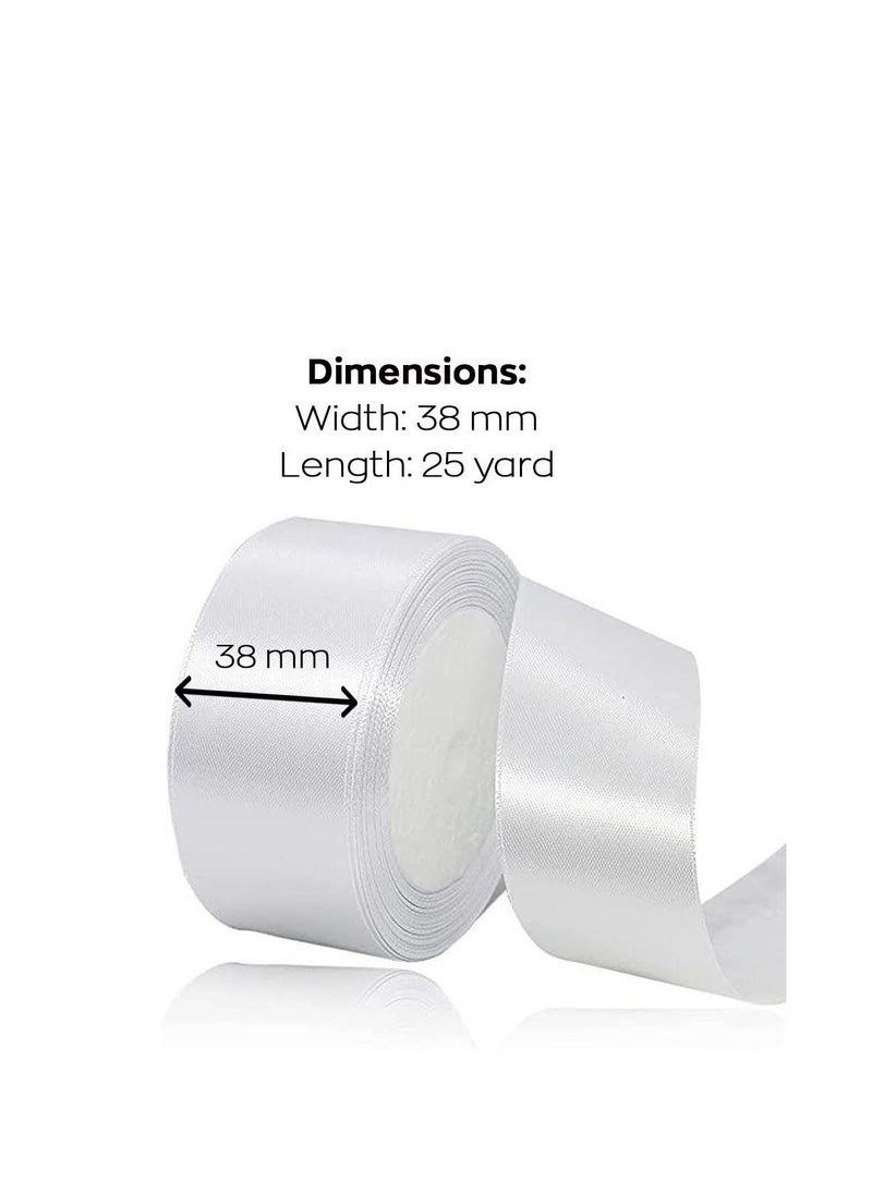 MARKQ White Satin Ribbon, 38mm x 25yd Fabric Polyester Ribbon for Gift Wrapping, Party Favors, Wedding Decorations, Bow Making, Bouquets, Sewing Projects & Craft Supplies  - Image 2