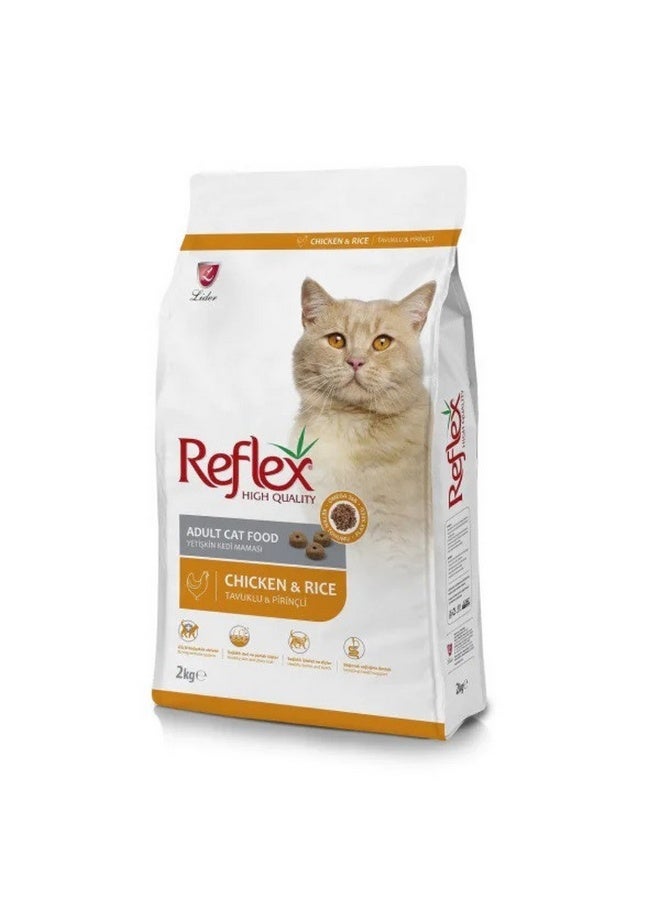 REFLEX Adult Cat Food Gourmet Chicken And Rice High Quality Omega 3&6 Boosters Healthy For Cats 2 Kg - Image 1