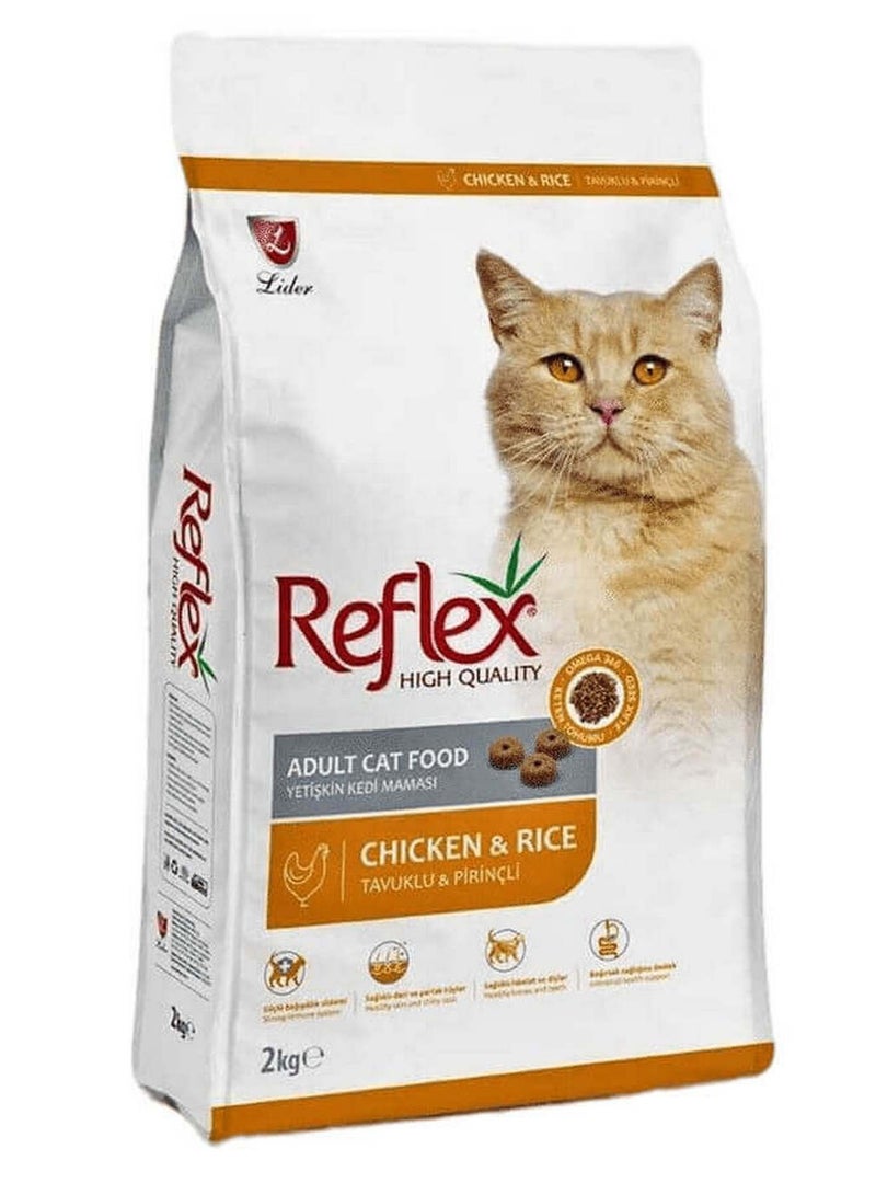 REFLEX Adult Cat Food Gourmet Chicken And Rice High Quality Omega 3&6 Boosters Healthy For Cats 2 Kg - Image 4