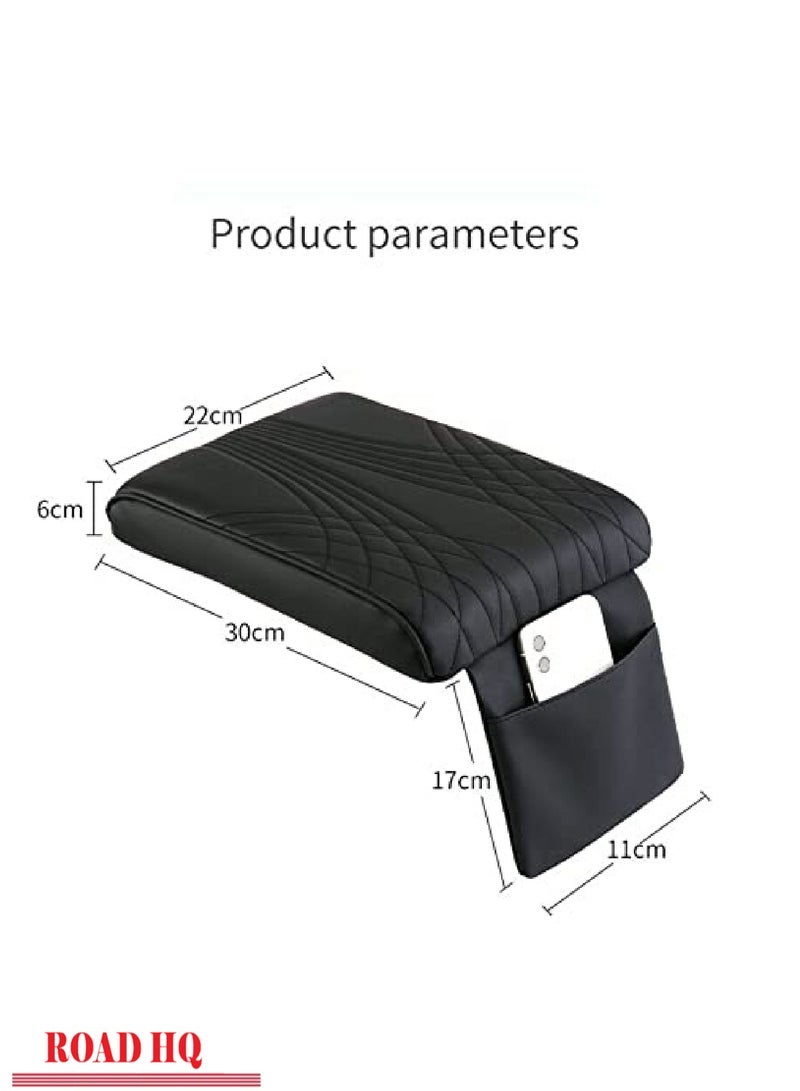 ROAD HQ Car Armrest Cushion Car Center Console Cover Black Auto Arm Rest Pad Pu Leather Middle Console Protector Hand Rest Pillow for SUV Truck Vehicle Beige - Image 2