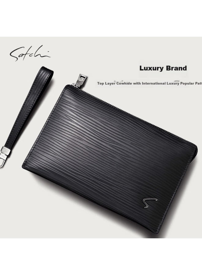 Satchi Men's Clutch Handbag, Top-grain Leather, Large Capacity Envelope Bag, Birthday Gift For Boyfriend Or Husband, Gift Bag - Image 1