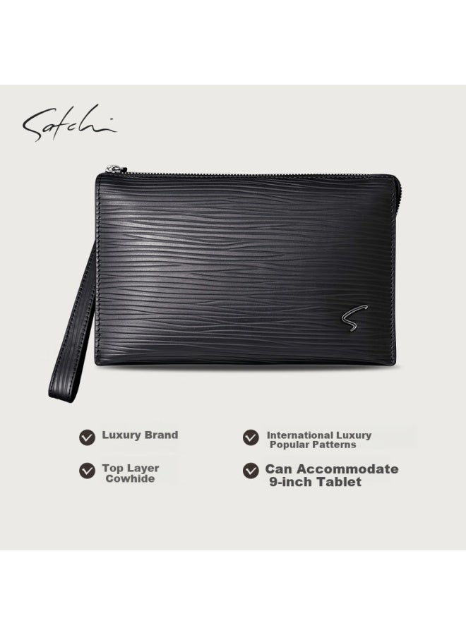 Satchi Men's Clutch Handbag, Top-grain Leather, Large Capacity Envelope Bag, Birthday Gift For Boyfriend Or Husband, Gift Bag - Image 2