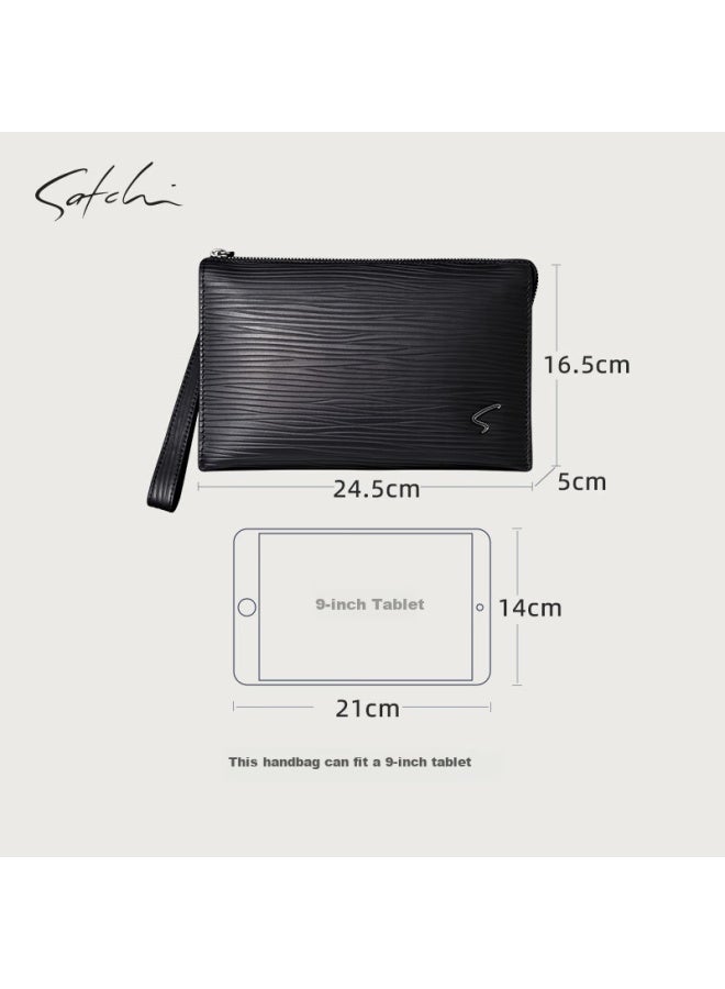 Satchi Men's Clutch Handbag, Top-grain Leather, Large Capacity Envelope Bag, Birthday Gift For Boyfriend Or Husband, Gift Bag - Image 4
