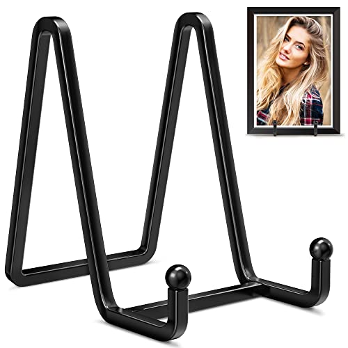 IPAME Plate Stands for Display - 4.5 Inch Metal Square Wire Plate Holder Display Stand + Picture Frame Stand Holder Easel for Book, Decorative Plate, Plaque, Photo, Platter (Black 2 Pack) - Image 1