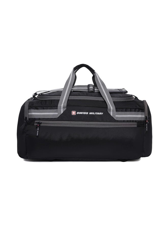 SWISS MILITARY - Swiss Military Bullz Black Duffle Bag with Front & Dual Side Zip Pockets, Comfortable Straps, Padded Closures, Polyester, 64cm, Lightweight, 48 Lt, - Image 1