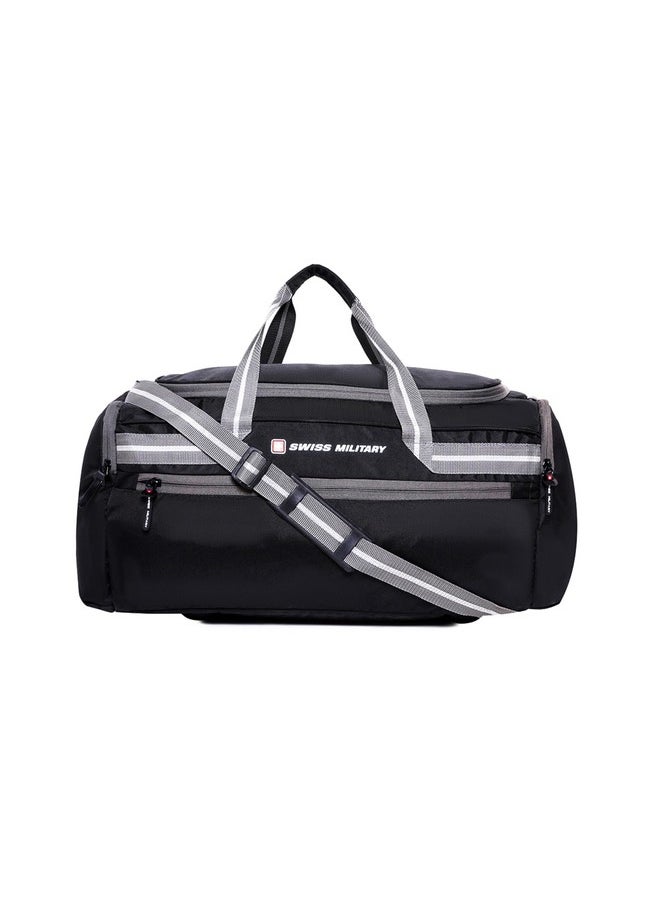 SWISS MILITARY - Swiss Military Bullz Black Duffle Bag with Front & Dual Side Zip Pockets, Comfortable Straps, Padded Closures, Polyester, 64cm, Lightweight, 48 Lt, - Image 1
