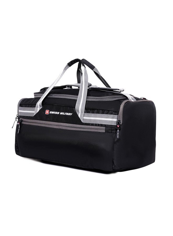 SWISS MILITARY - Swiss Military Bullz Black Duffle Bag with Front & Dual Side Zip Pockets, Comfortable Straps, Padded Closures, Polyester, 64cm, Lightweight, 48 Lt, - Image 1
