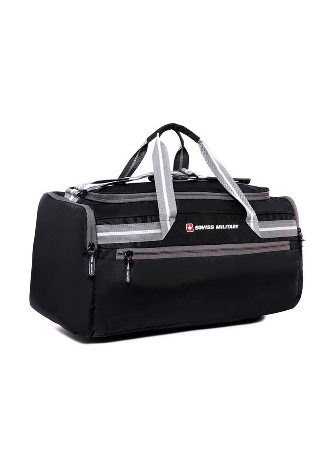 SWISS MILITARY - Swiss Military Bullz Black Duffle Bag with Front & Dual Side Zip Pockets, Comfortable Straps, Padded Closures, Polyester, 64cm, Lightweight, 48 Lt, - Image 1