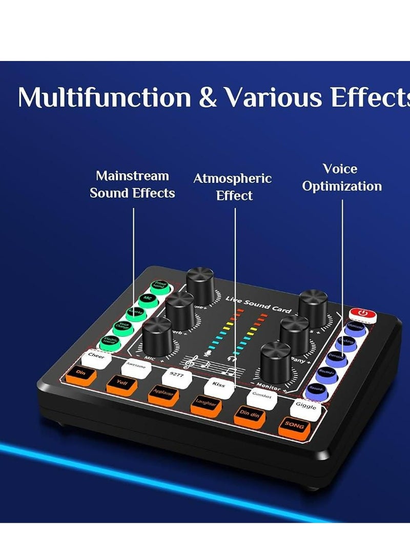 Live Sound Card, M8 Mini Audio Mixer Board, DJ Mixer, for Music Recording Karaoke Singing Broadcast & Live Stream  - Image 4