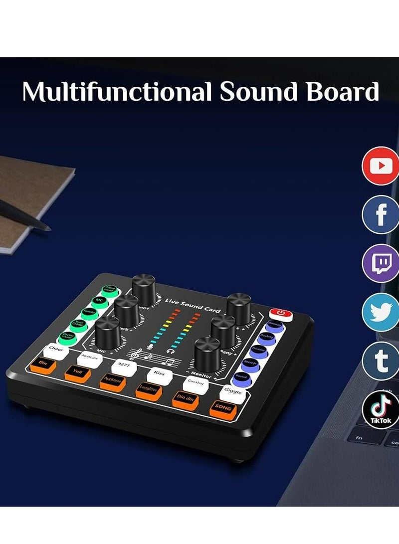 Live Sound Card, M8 Mini Audio Mixer Board, DJ Mixer, for Music Recording Karaoke Singing Broadcast & Live Stream  - Image 5