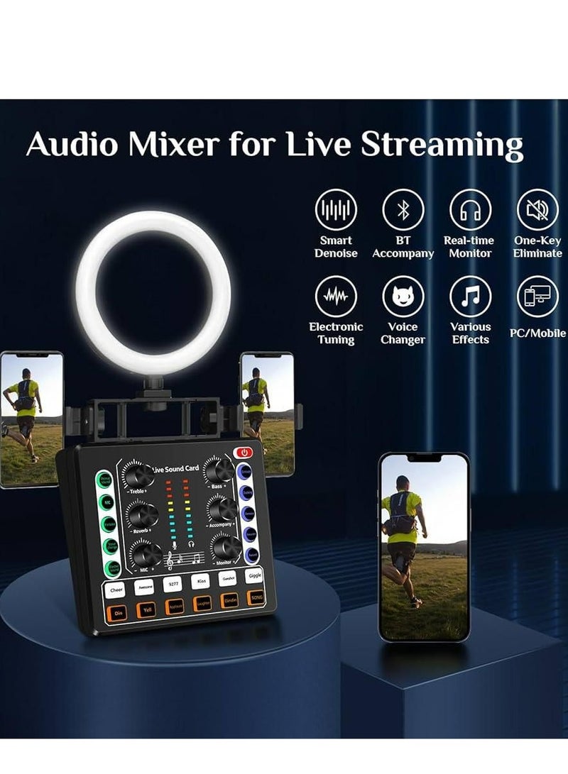 Live Sound Card, M8 Mini Audio Mixer Board, DJ Mixer, for Music Recording Karaoke Singing Broadcast & Live Stream  - Image 3