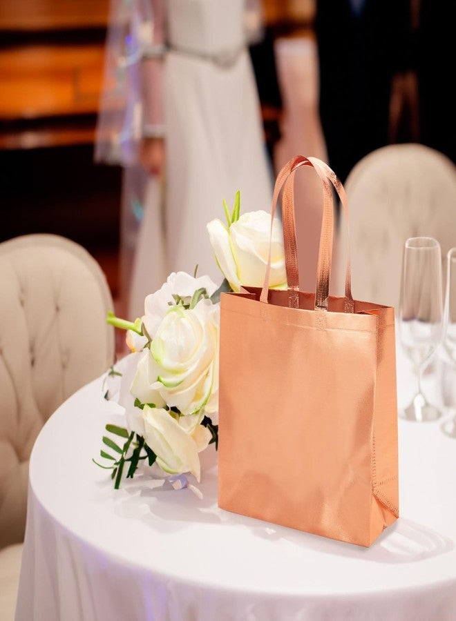 Juvale Reusable Grocery Tote Bags - Reusable Rose Gold Gift Totes - Womens Retreat Swag Bag - Foldable Shiny Shopping Carriers - Medium, Pack of 24 - Image 3