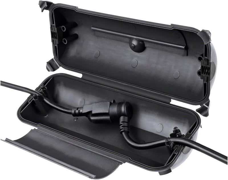 Flemoon Outdoor Extension Cord Safety Cover with Waterproof Protector Seal, Weatherproof Electrical Connection Box for Outdoor Outlets, Plugs, Sockets, Holiday Decorations, Power Tools, Black - Image 1