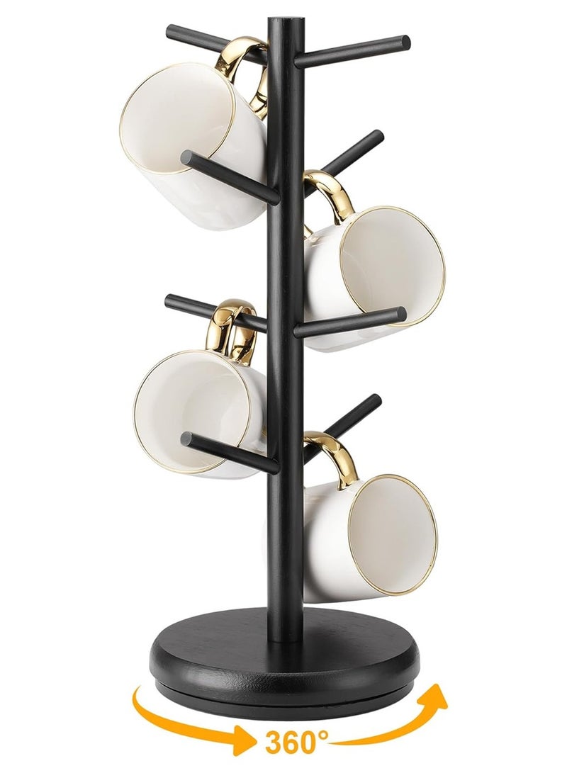 YOUGE Coffee Mug Tree,Coffee Cup Holder with 8 Hooks,360° Rotated Mug Holder Wooden Coffee Cup Holder,Upgraded Mug Rack for Countertop,Coffee Mug Organizer Storage Stand,Coffee Bar Accessories & Kitchen Decor - Image 1