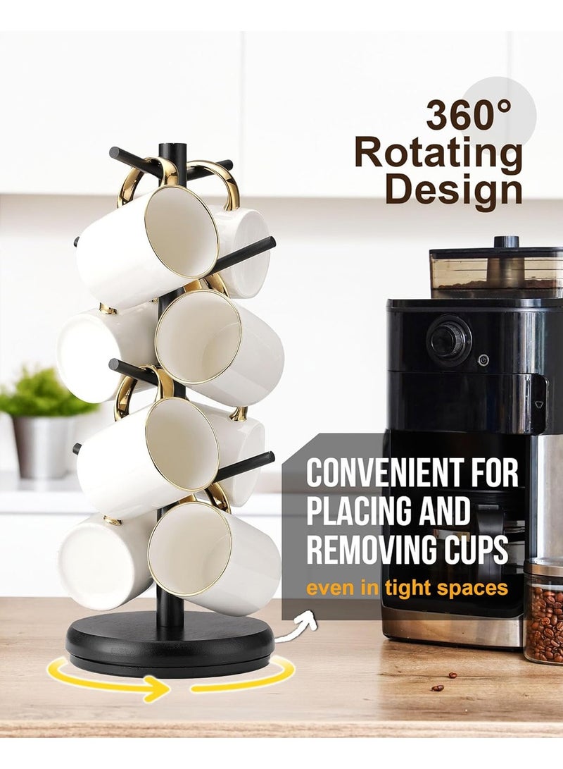 YOUGE Coffee Mug Tree,Coffee Cup Holder with 8 Hooks,360° Rotated Mug Holder Wooden Coffee Cup Holder,Upgraded Mug Rack for Countertop,Coffee Mug Organizer Storage Stand,Coffee Bar Accessories & Kitchen Decor - Image 2