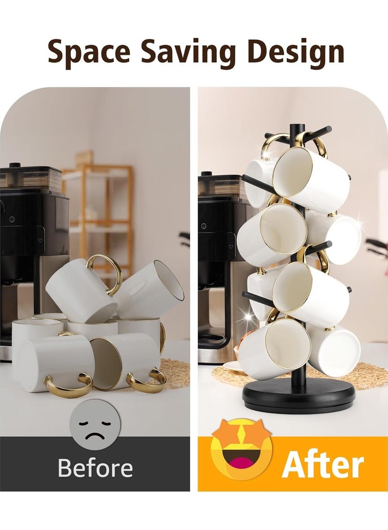YOUGE Coffee Mug Tree,Coffee Cup Holder with 8 Hooks,360° Rotated Mug Holder Wooden Coffee Cup Holder,Upgraded Mug Rack for Countertop,Coffee Mug Organizer Storage Stand,Coffee Bar Accessories & Kitchen Decor - Image 5