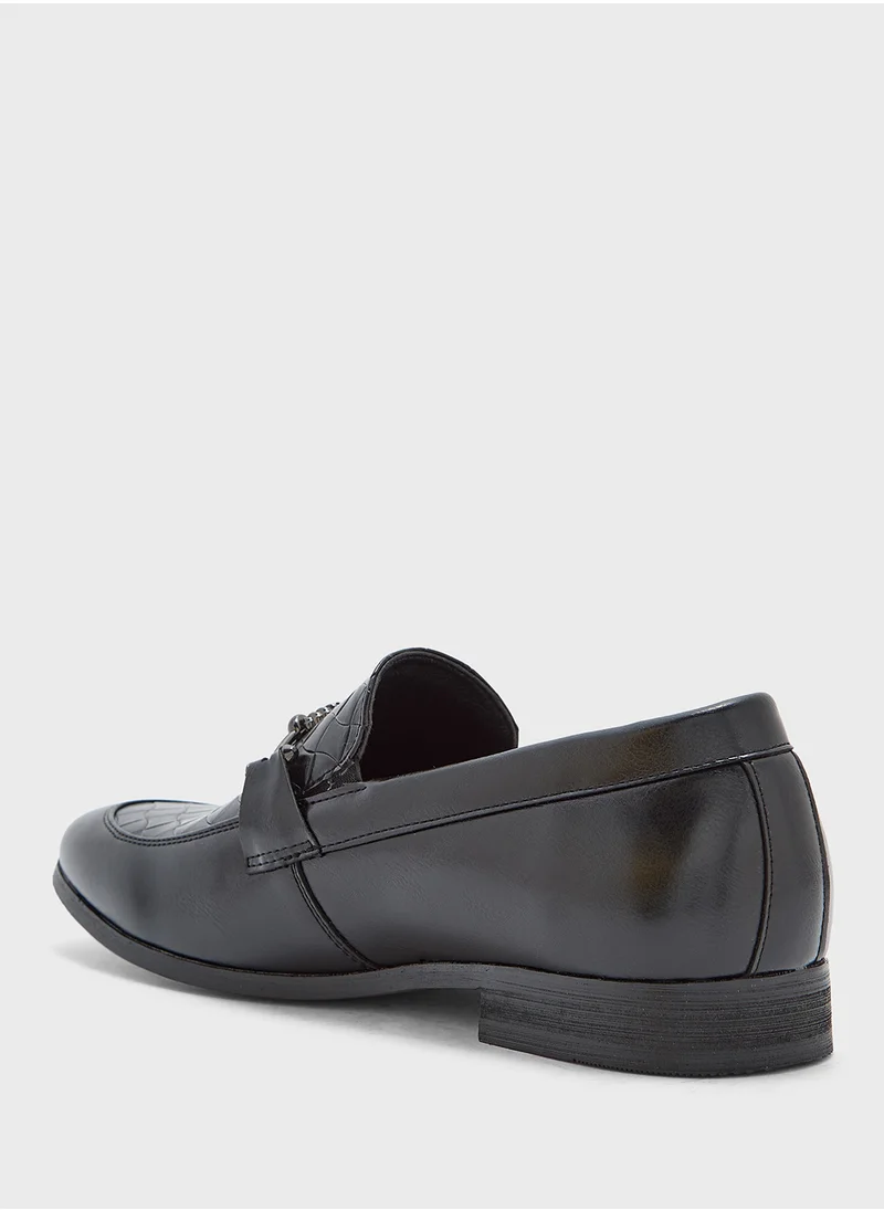 Robert Wood Trim Detail Embossed Loafers