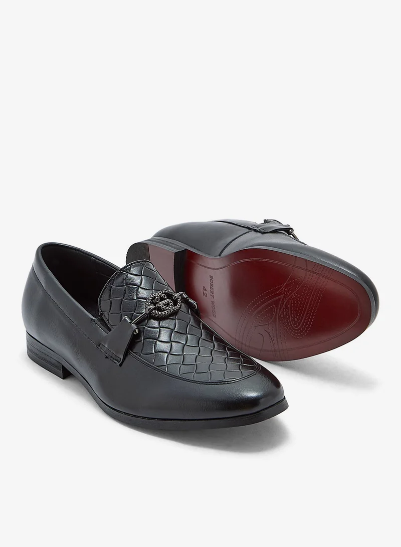 Robert Wood Black Trim Detail Embossed Loafers for Men | Best Price UAE