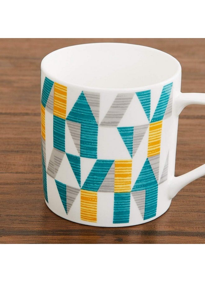 Home Centre - Home Centre Bone China Coffee Mugs - Set of 6, Teal Blue, 230ml - Image 1