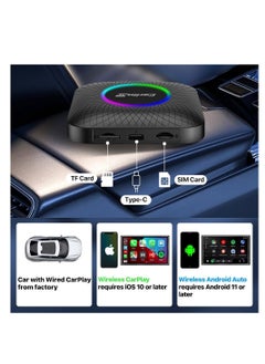 Carlinkit Carlinkit Latest Ai Box LED, Android 13, Qualcomm 6225, 8GB+128GB, Wireless CarPlay Android Auto 3-in-1 Dongle comes with Google Play Store, Streaming Video, Only for the Vehicle with Wired CarPlay  - Image 4