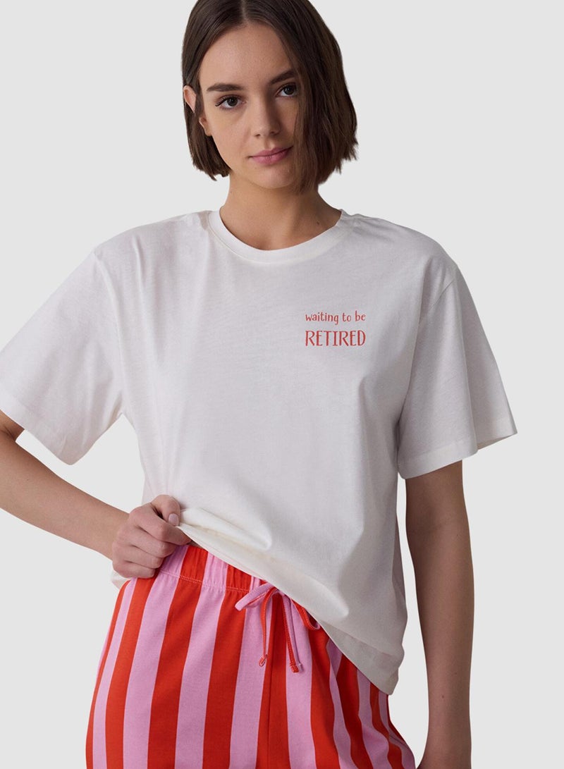 Penti Mercan Crew Neck Striped Cotton Short Sleeve Pyjama Set - Image 3