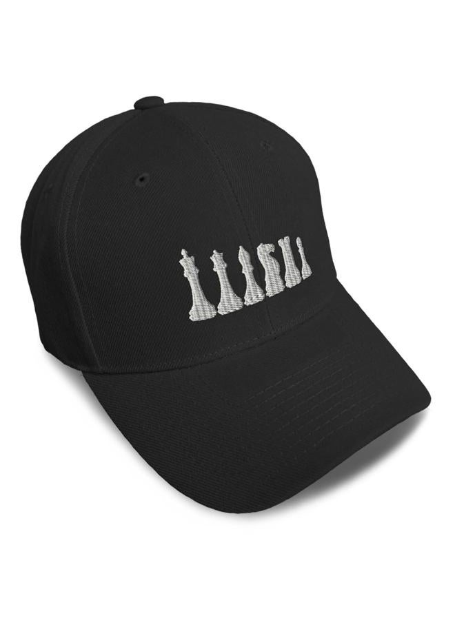 Speedy Pros Chess Set White Embroidered Unisex Adult Hook & Loop Acrylic Adjustable Structured Baseball Hat Cap - Black, One Size - Image 1