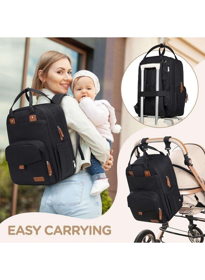 Qualyphant Large Diaper Bag Backpack for Two Kids Twins - Expandable Baby Bag (26-36L), Dual Big Compartments - Includes Changing Pad & Stroller Straps, Unisex Black - Image 4