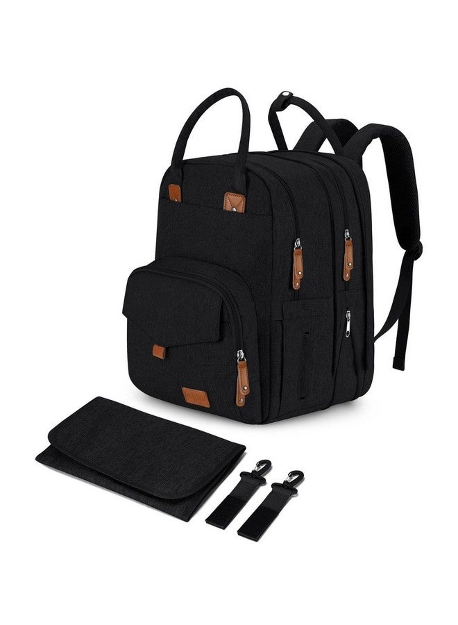 Qualyphant Large Diaper Bag Backpack for Two Kids Twins - Expandable Baby Bag (26-36L), Dual Big Compartments - Includes Changing Pad & Stroller Straps, Unisex Black - Image 1
