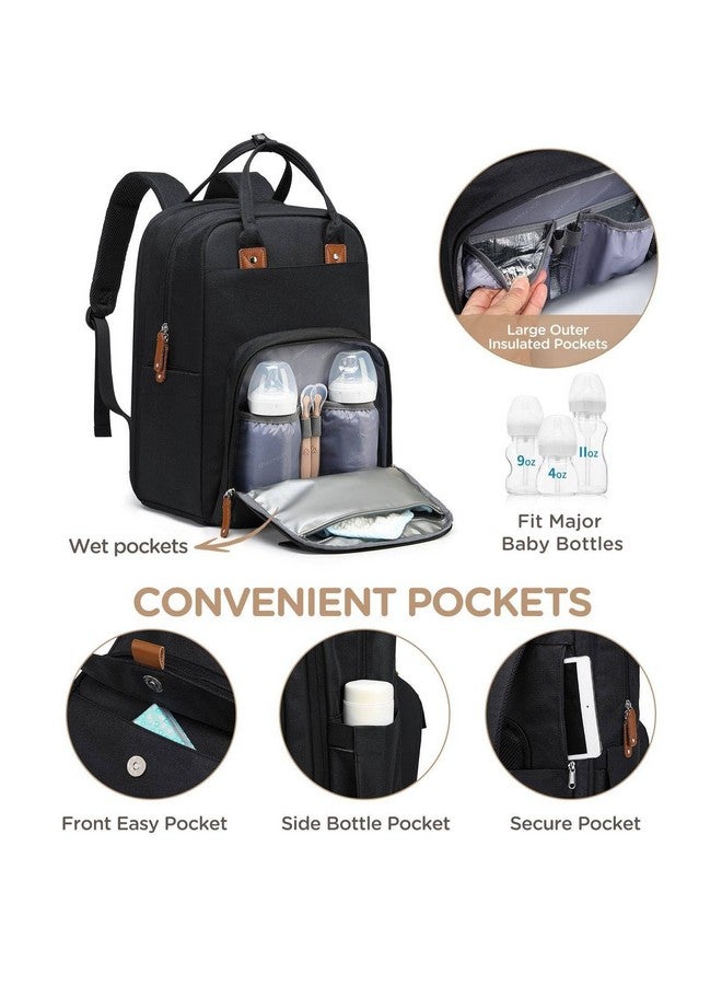 Qualyphant Large Diaper Bag Backpack for Two Kids Twins - Expandable Baby Bag (26-36L), Dual Big Compartments - Includes Changing Pad & Stroller Straps, Unisex Black - Image 5