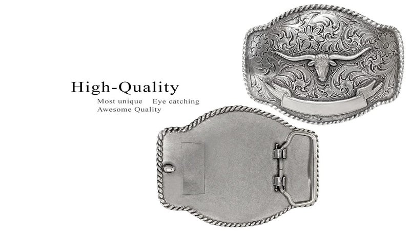 Belts.com HA0435 Antique Silver Longhorn Steer Engraved Western Rope Belt Buckle (Antique Silver) - Image 4