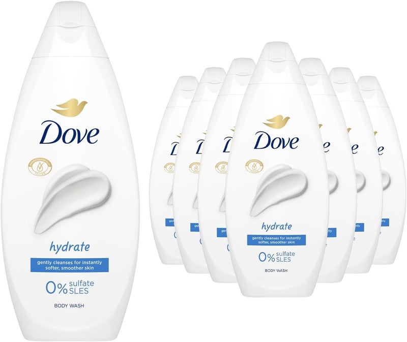 Dove Body Wash 0 Sulfate SLES for Women Made with Naturally Derived Cleansers and Plant Based Moisturiseres Gently Cleanses for Softer and Smoother Skin 225ml 10 Pack Hydrate