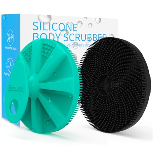 BEAUTAIL Silicone Body Scrubber 2 Pack BEAUTAIL Gentle Bristles Shower Bath Brush Lather Nicely Soft Massage Body More Hygienic Than Loofah Gentle Exfoliating for Sensitive Skin GreenBlack - Image 1