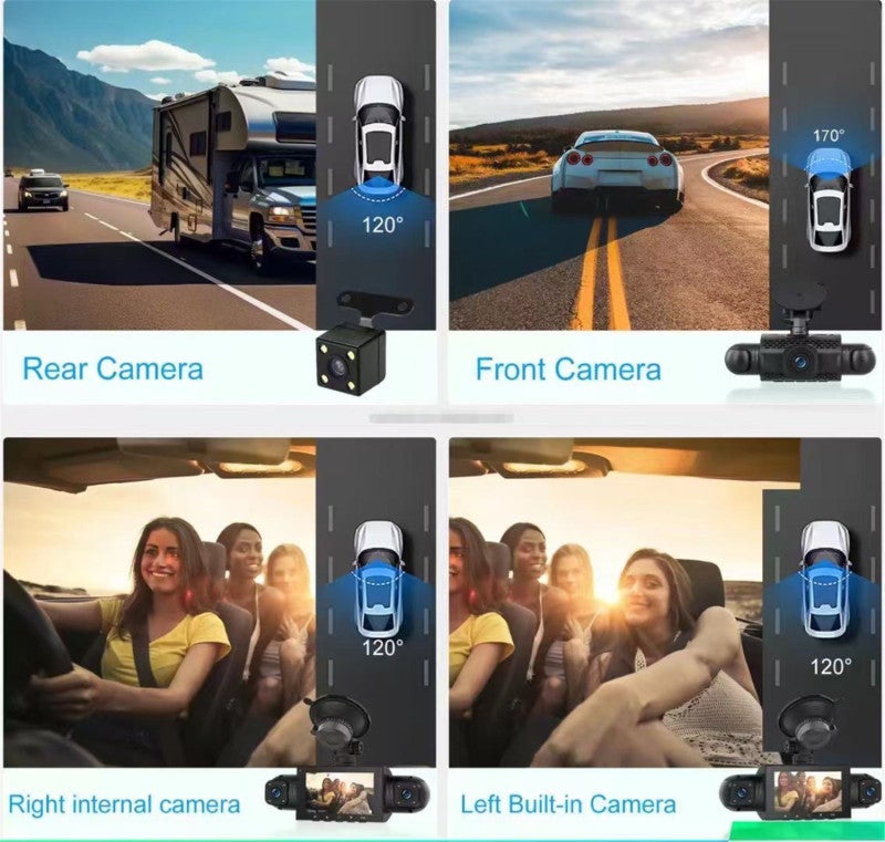 Dash Camera: 4 HD Lenses, 170° Ultra Wide Angle - 180° Lens Rotation, Night Vision Car Recorder for Vehicle Driving Monitoring - Image 5