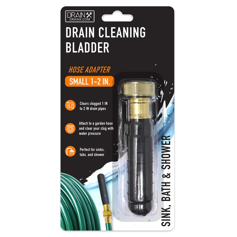 DrainX DrainX Hydro Pressure Drain Cleaning Bladder  Fits 1 to 2 Drain Pipes  Unclogs Stubborn Blockages in Bathroom Sinks Shower Drains Bathtubs Plumbing Pipes