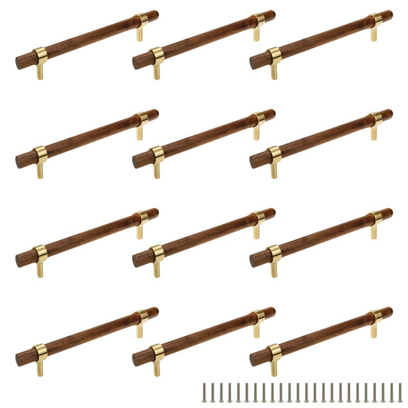 Tsnamay Drawer 866220mm Pulls Brass Walnut Kitchen Wardrobe Cabinet Hardware Pull Handle with Screw 12Pcs - Image 2
