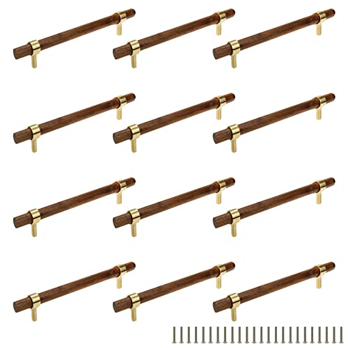 Tsnamay Drawer 866220mm Pulls Brass Walnut Kitchen Wardrobe Cabinet Hardware Pull Handle with Screw 12Pcs - Image 1