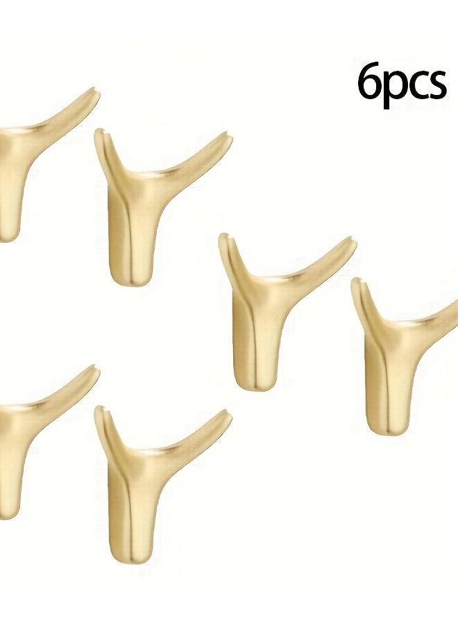 6 قطع خطافات مناشف ثقيلة بمقبض معدني على شكل قرون أغنام بتصميم منحني للحمام والمطبخ - Image 2