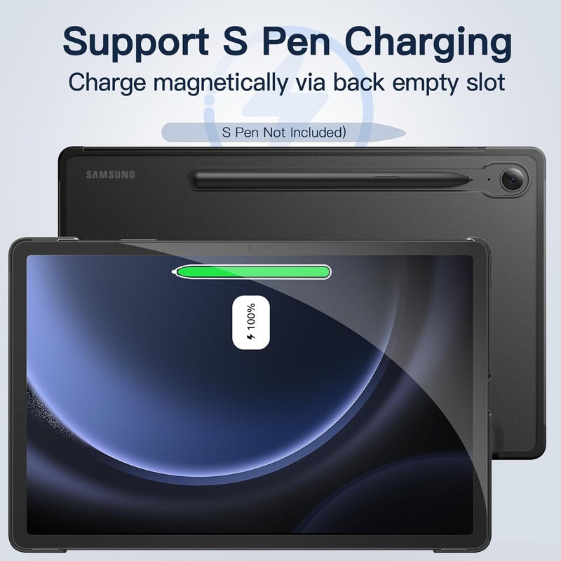 Jetech Case For Samsung Galaxy Tab S10 Lite / S10 Fe / S9 Fe 10.9-Inch, Slim Translucent Back Tri-Fold Stand Protective Tablet Cover, Support S Pen Charging, Auto Wake/Sleep Black - Image 4