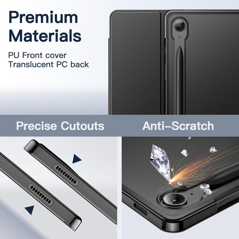 Jetech Case For Samsung Galaxy Tab S10 Lite / S10 Fe / S9 Fe 10.9-Inch, Slim Translucent Back Tri-Fold Stand Protective Tablet Cover, Support S Pen Charging, Auto Wake/Sleep Black - Image 3