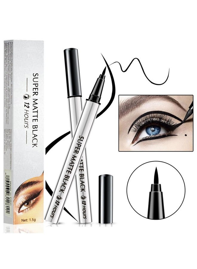 أدبيني محدد عيون أسود مطفي للغاية 1.5 جرام | خطوط مقاومة للتلطخ | قلم كحل سائل بجودة احترافية مع تصبغ شديد | مقاومة للماء، تركيبة تدوم طويلاً، لمسة نهائية غير لامعة - Image 4