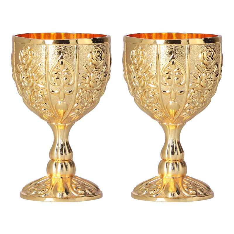 Ejoyous Ejoyous Vintage Gold Goblet, 2Pcs European High Grade Golden Goblet Retro Ornaments for Traveling Decoration Home  - Image 1